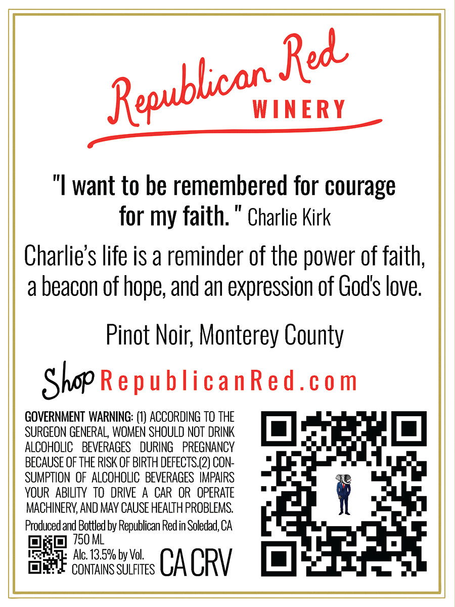 Charlie Kirk 'Faith, Family, Country' Pinot Noir